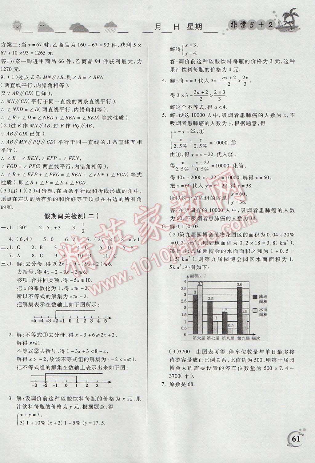 2017年非常5加2假期A計(jì)劃七年級(jí)數(shù)學(xué)天津科學(xué)技術(shù)出版社 參考答案第5頁