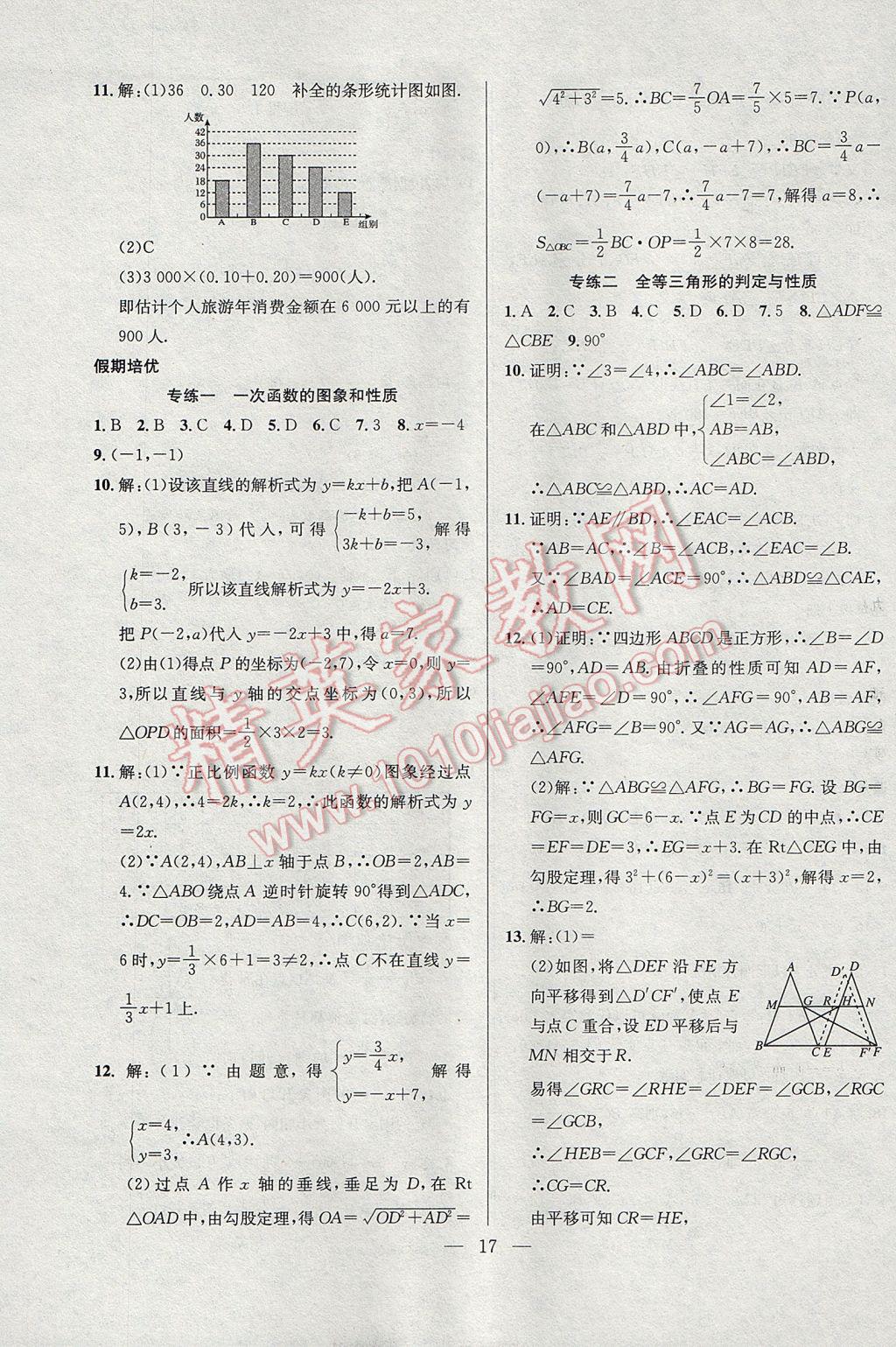 2017年德华书业暑假训练营学年总复习八年级数学沪科版 参考答案第9页