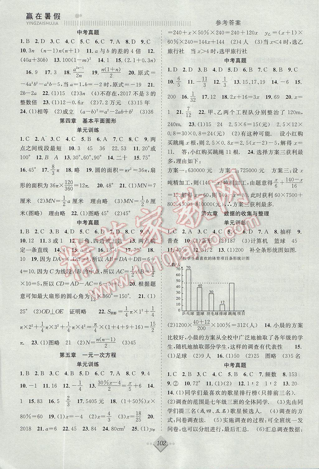 2017年赢在暑假抢分计划七年级数学北师大版 参考答案第2页