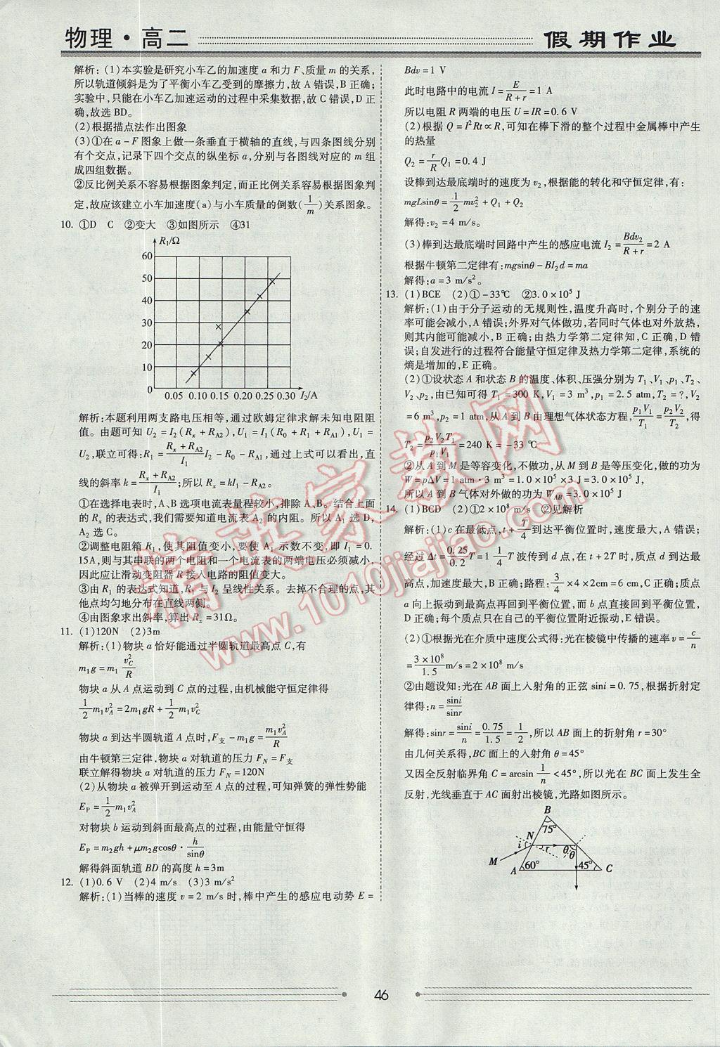 2017年贏在高考假期作業(yè)暑假學段銜接提升方案高二物理 參考答案第12頁