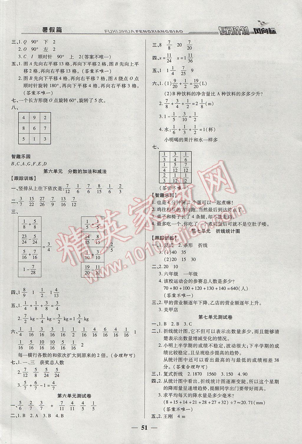 2017年小学生复习计划风向标暑五年级数学人教版 参考答案第3页