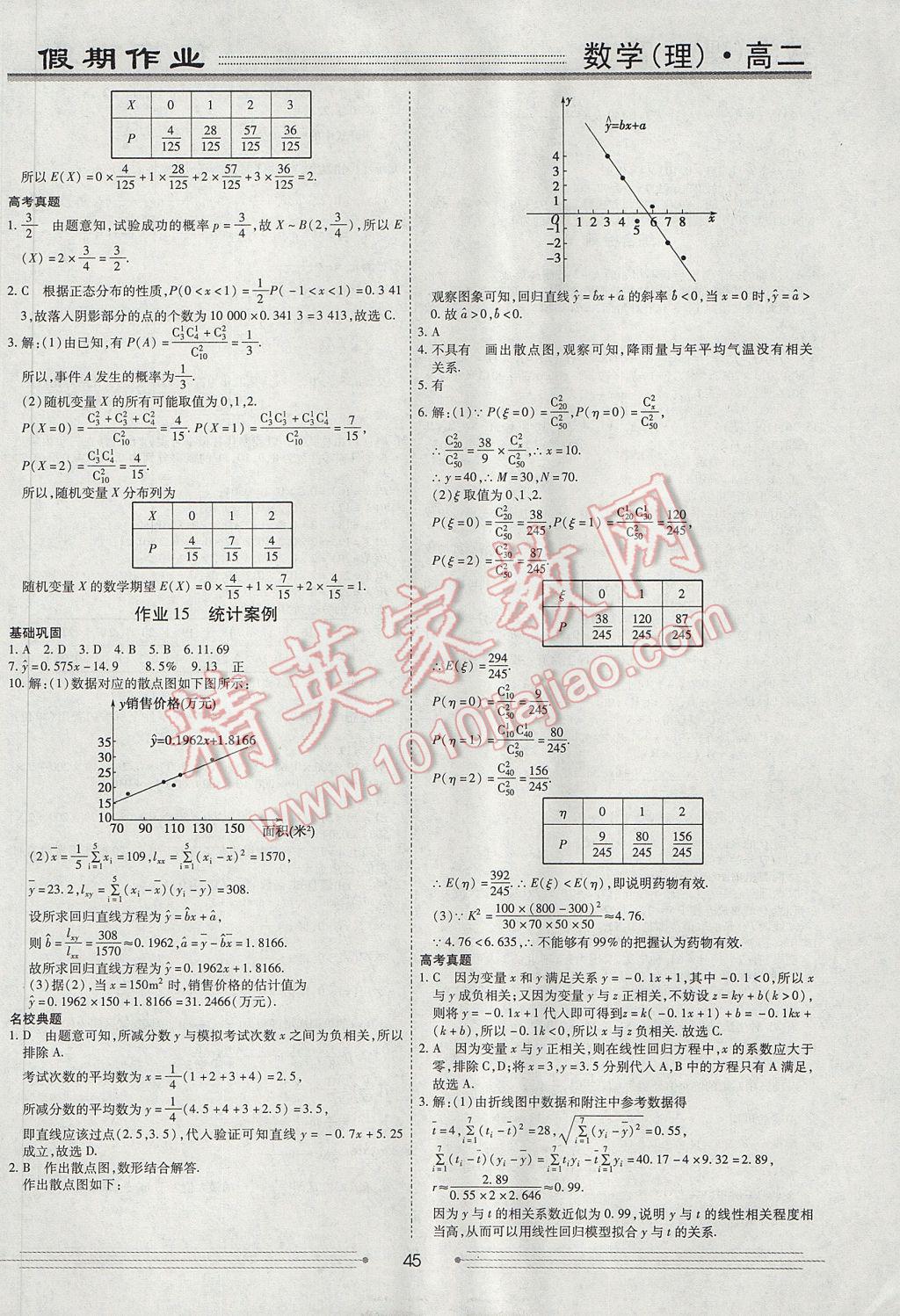 2017年赢在高考假期作业暑假学段衔接提升方案高二数学理科 参考答案第11页