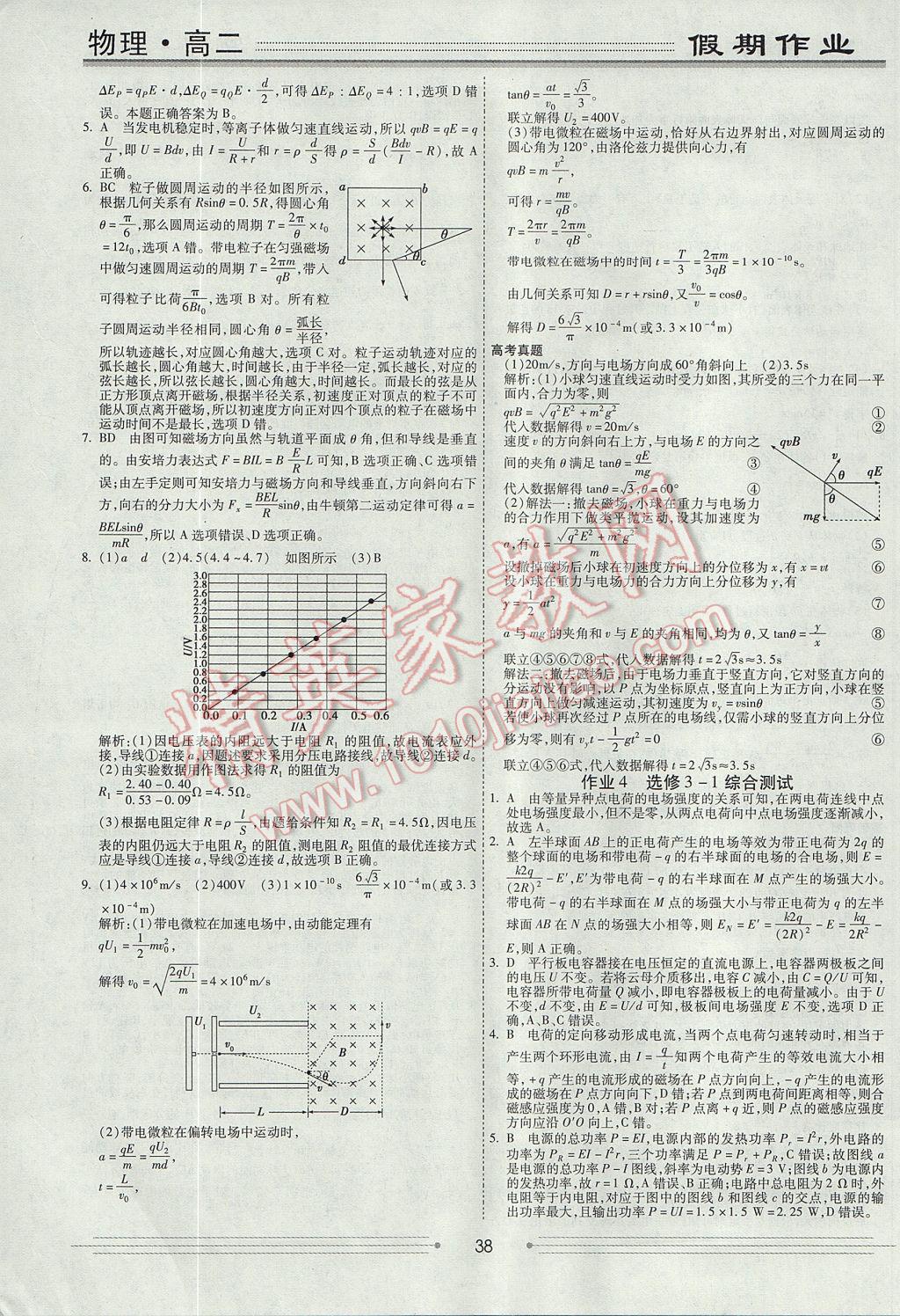 2017年贏在高考假期作業(yè)暑假學(xué)段銜接提升方案高二物理 參考答案第4頁