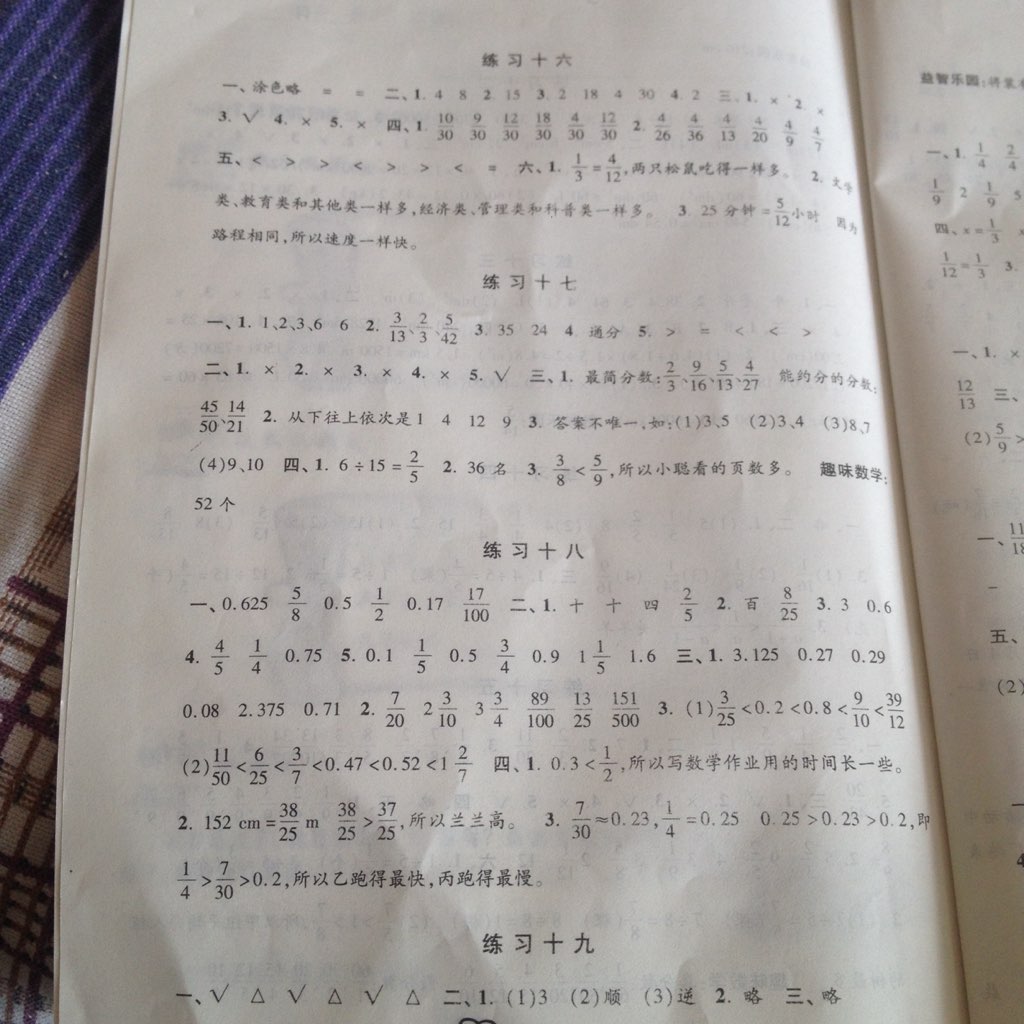 2017年一路領(lǐng)先暑假作業(yè)五年級(jí)數(shù)學(xué)河北美術(shù)出版社 參考答案第4頁(yè)