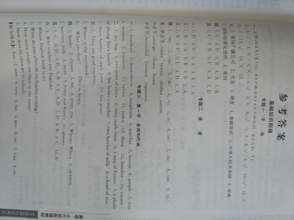 2017年經(jīng)綸學(xué)典小升初銜接教材英語(yǔ) 參考答案第1頁(yè)