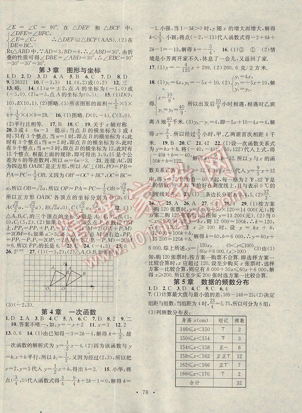 2017年华章教育暑假总复习学习总动员八年级数学湘教版 参考答案第2页