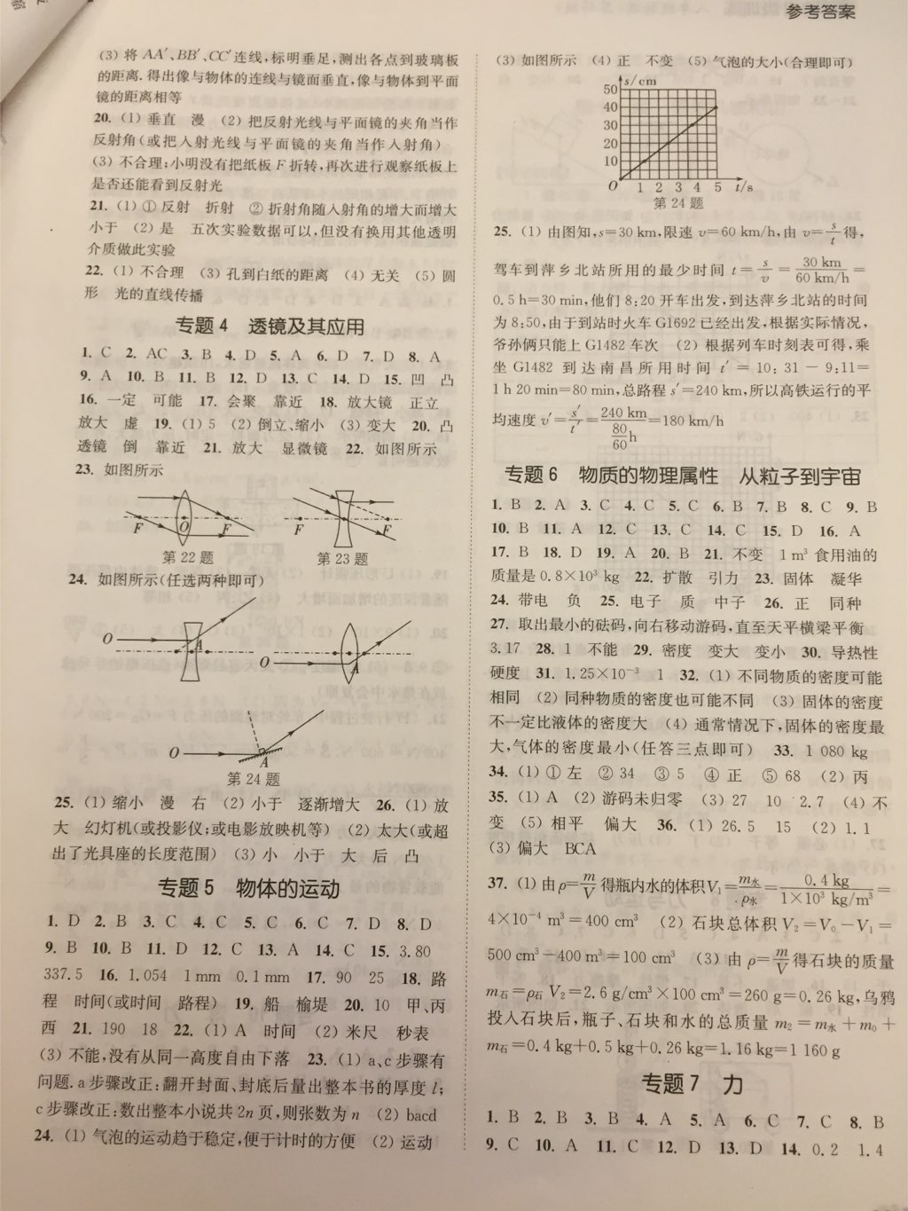 2017年通城學(xué)典暑期升級(jí)訓(xùn)練八年級(jí)物理蘇科版 參考答案第7頁