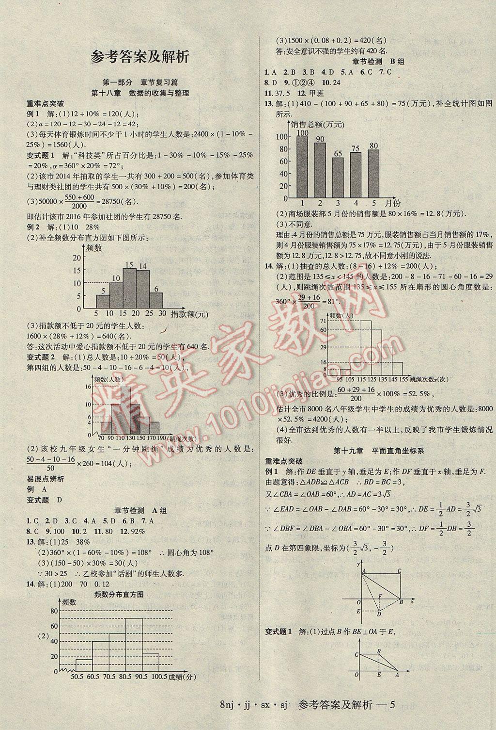 2017年金象教育U计划学期系统复习暑假作业八年级数学冀教版 参考答案第1页