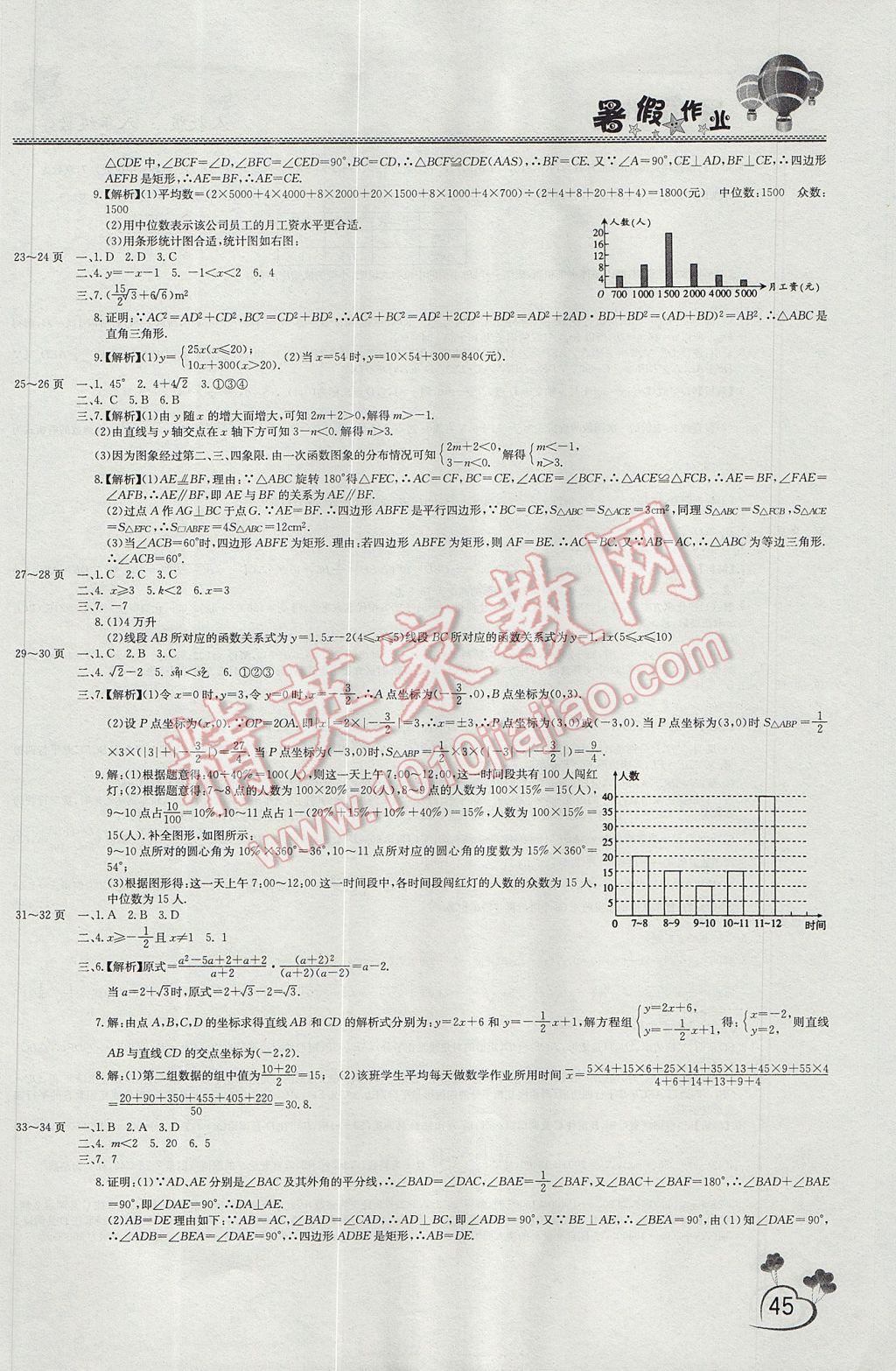 2017年新銳圖書假期園地暑假作業(yè)八年級數(shù)學(xué)人教版 參考答案第3頁