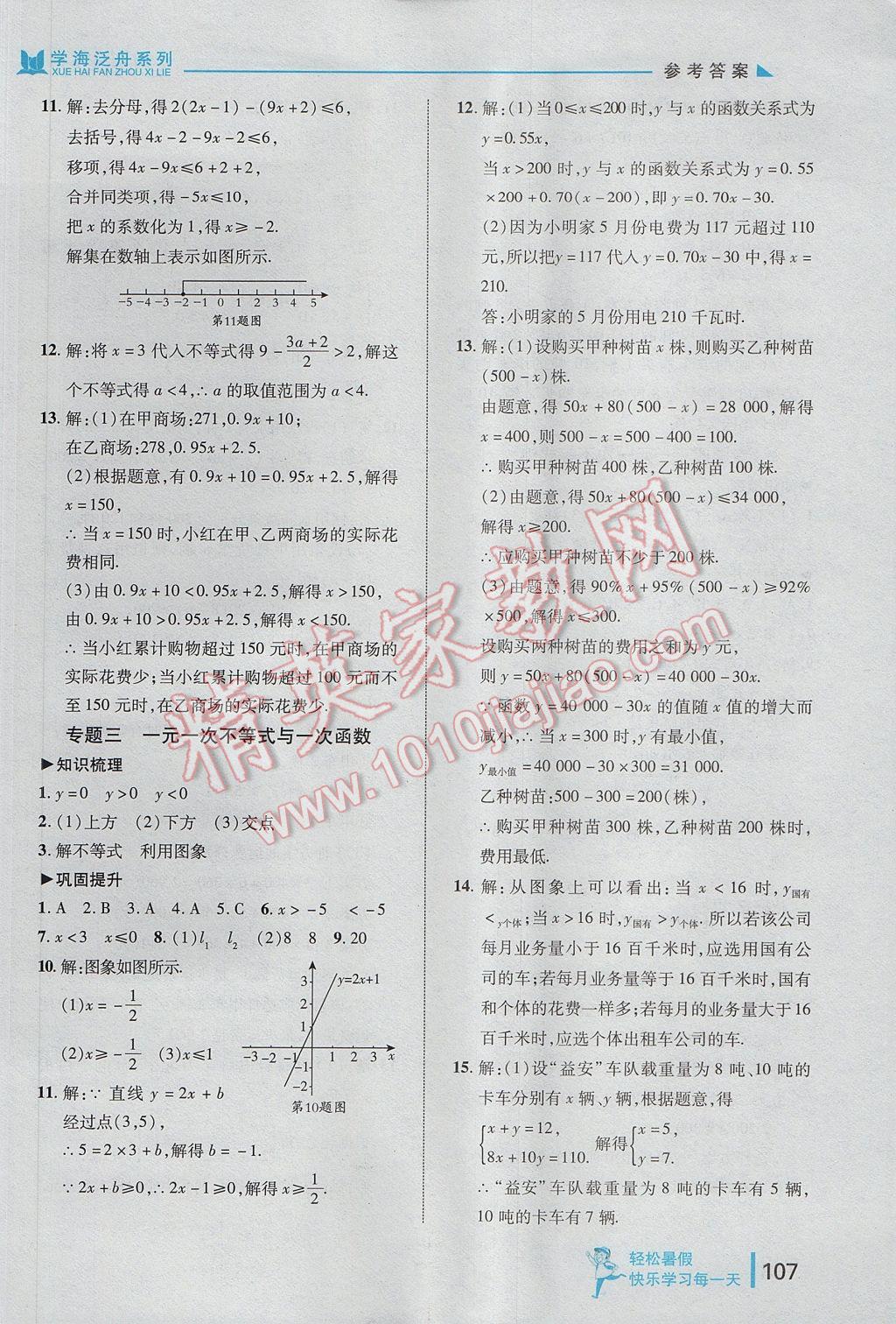 2017年轻松暑假复习加预习七年级升八年级数学 参考答案第15页