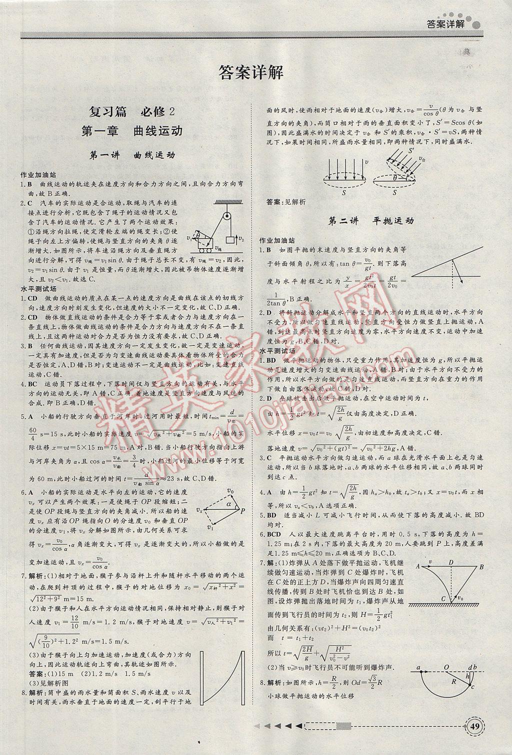 2017年黄金假期暑假作业高一物理武汉大学出版社 参考答案第1页