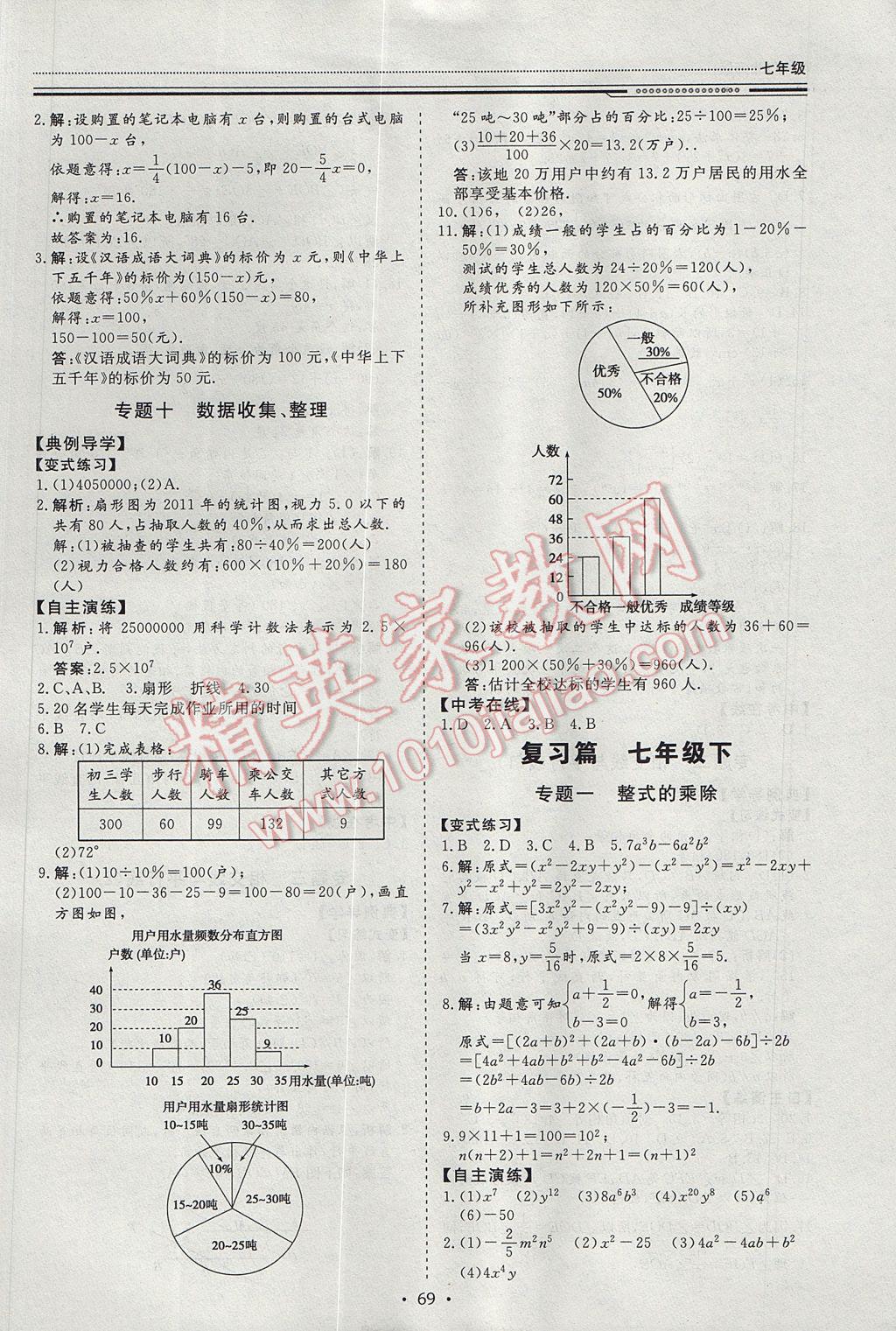 2017年文轩图书假期生活指导暑七年级数学 参考答案第7页