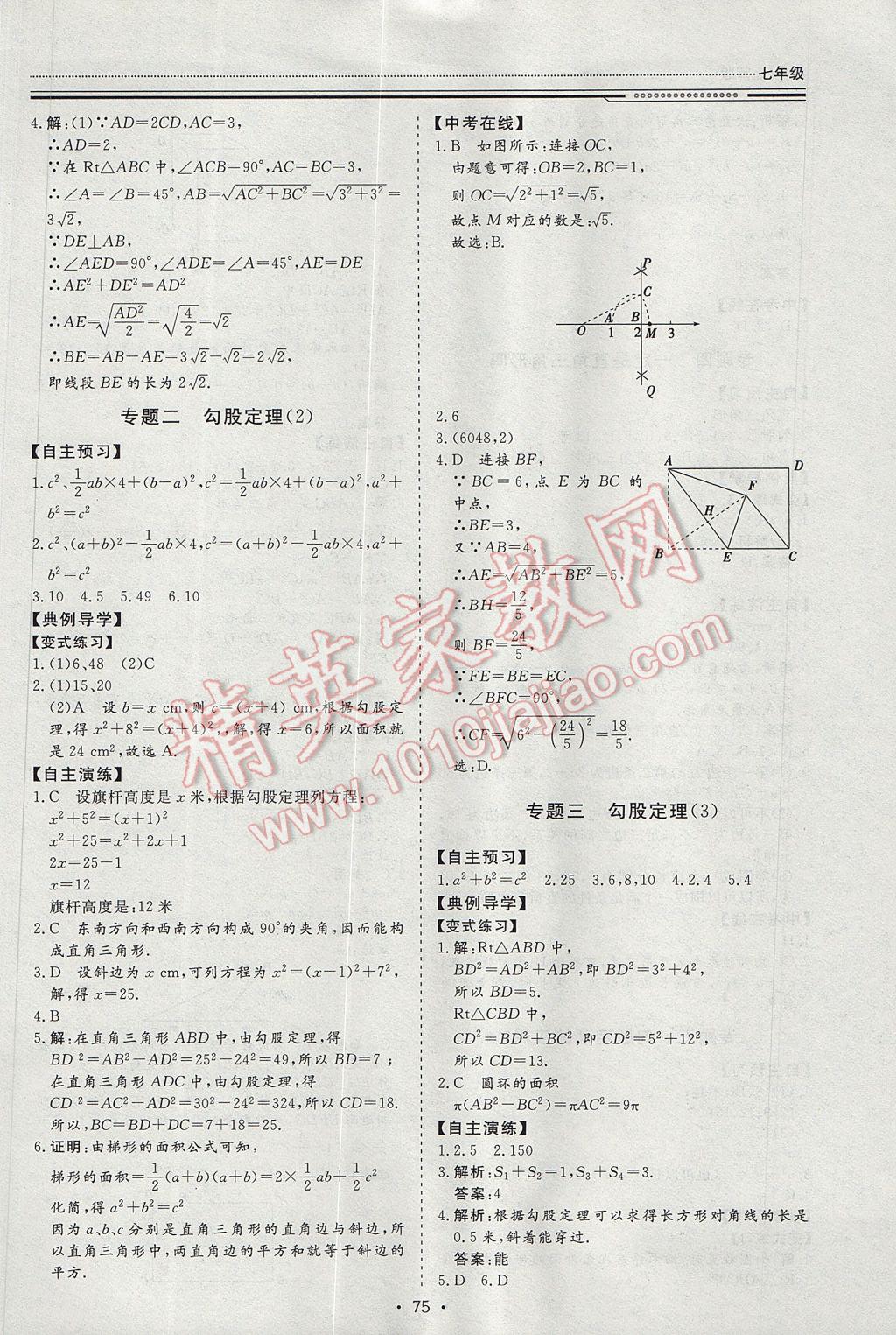 2017年文轩图书假期生活指导暑七年级数学 参考答案第13页