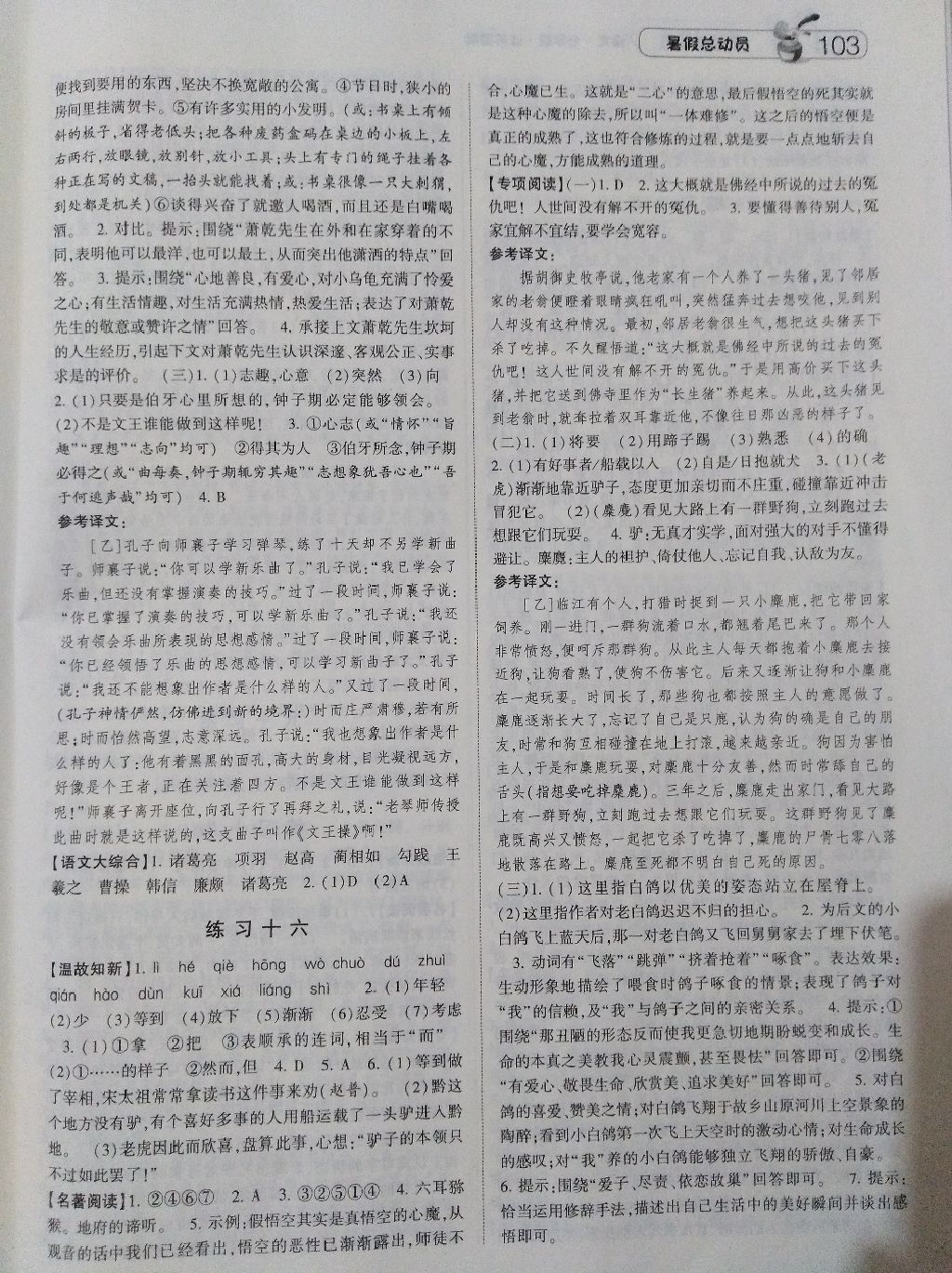 暑假總動(dòng)員七年級(jí)升八年級(jí)語(yǔ)文江蘇國(guó)標(biāo)版 參考答案第10頁(yè)