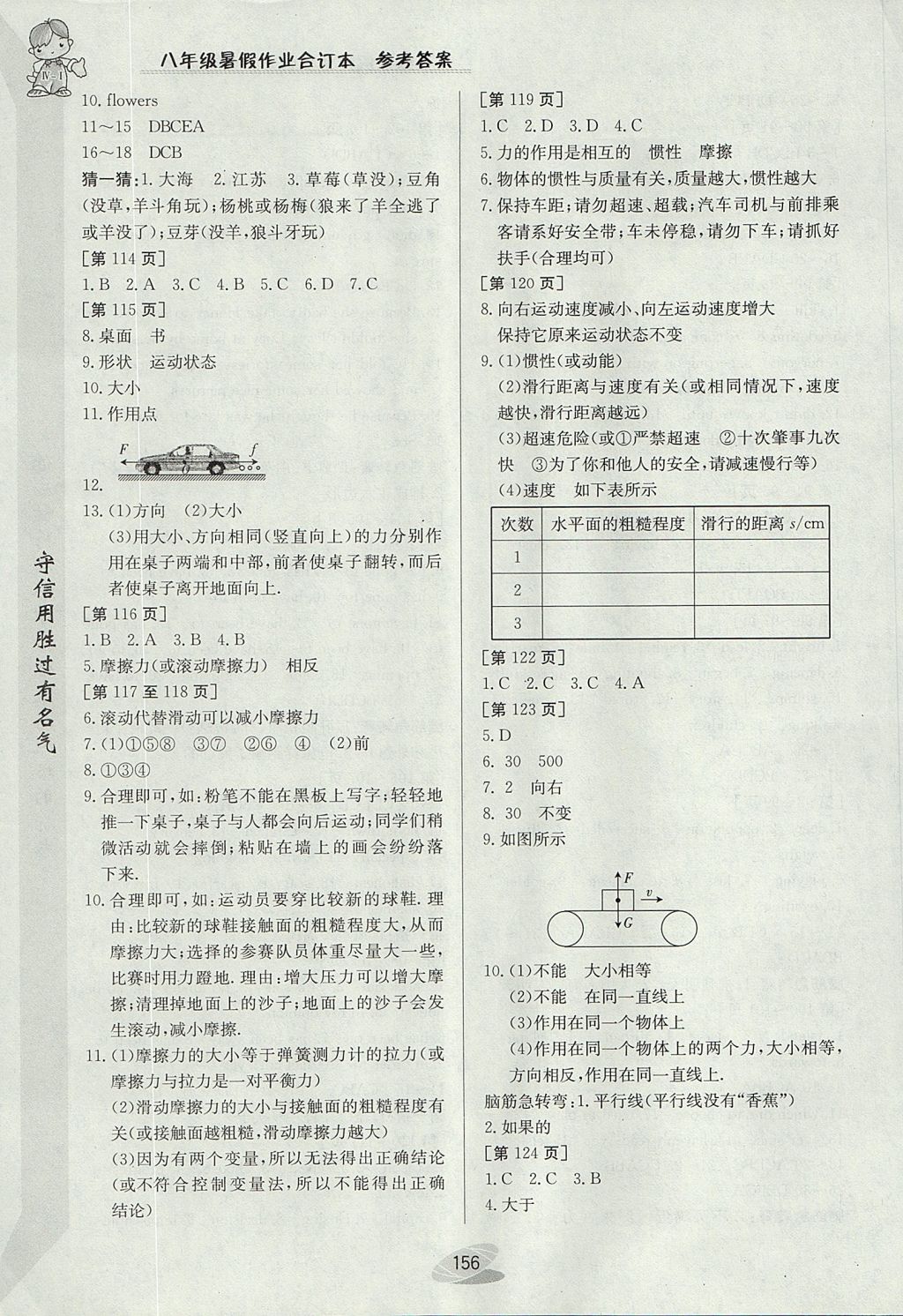 2017年暑假作业八年级合订本江西高校出版社 参考答案第6页