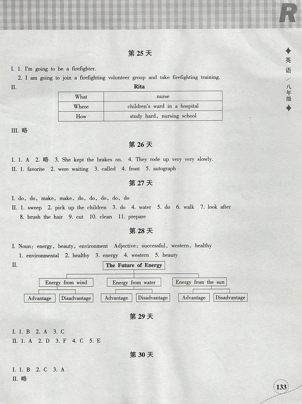 2017年暑假作业本八年级语文英语浙江教育出版社 参考答案第12页