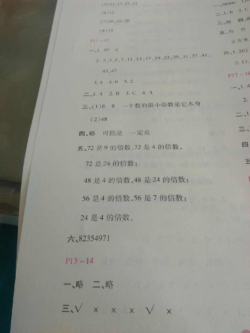 2017新課標暑假樂園五年級數學北京教育出版社 參考答案第11頁