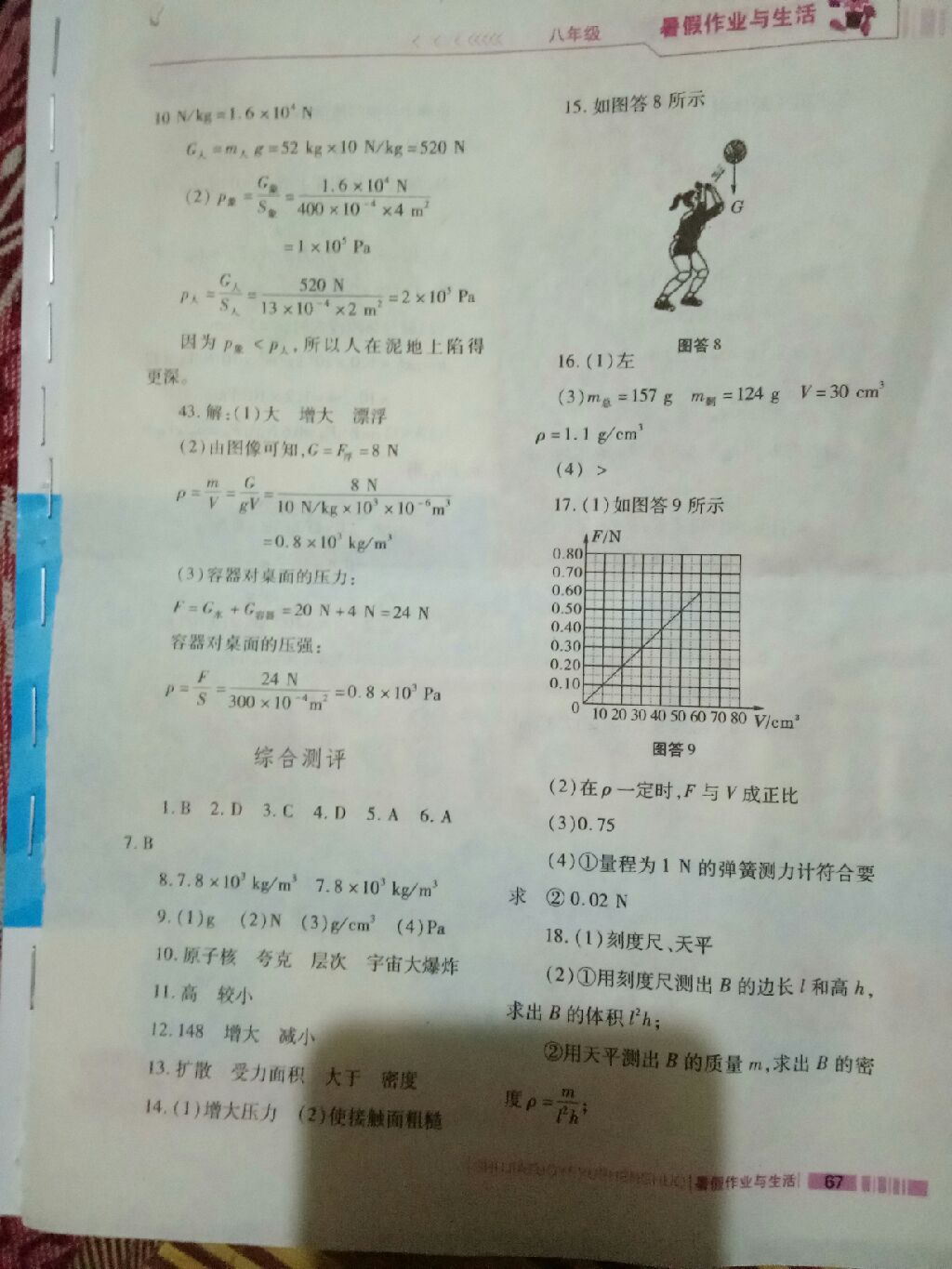 2017暑假作业与生活八年级物理苏科版陕西师范大学出版总社 参考答案第2页