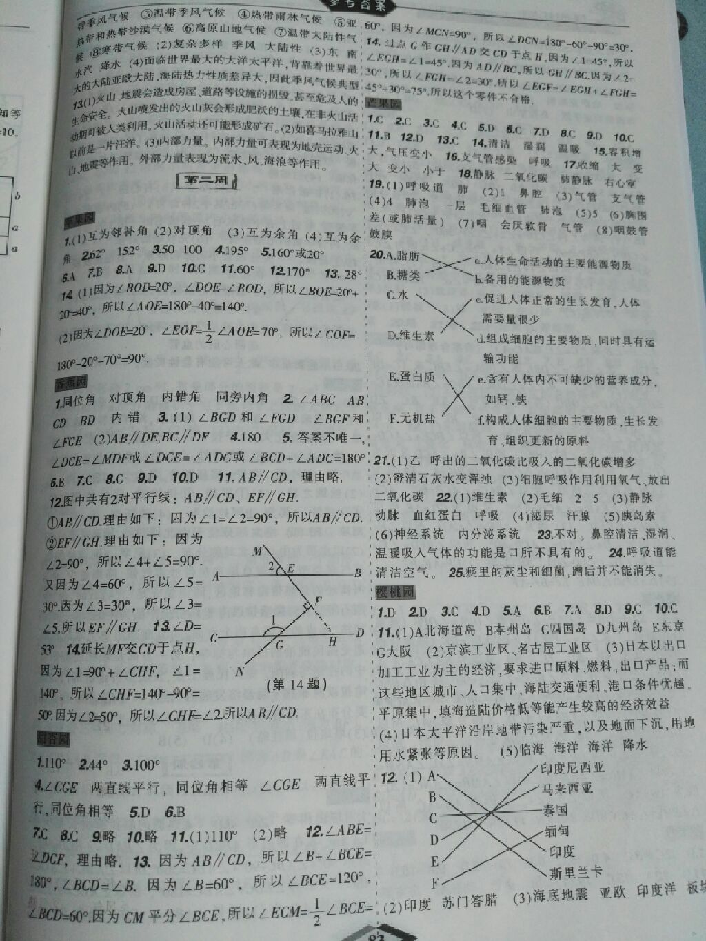 2017暑假樂園七年級數(shù)學(xué)地理生物理科版JZ 參考答案第2頁