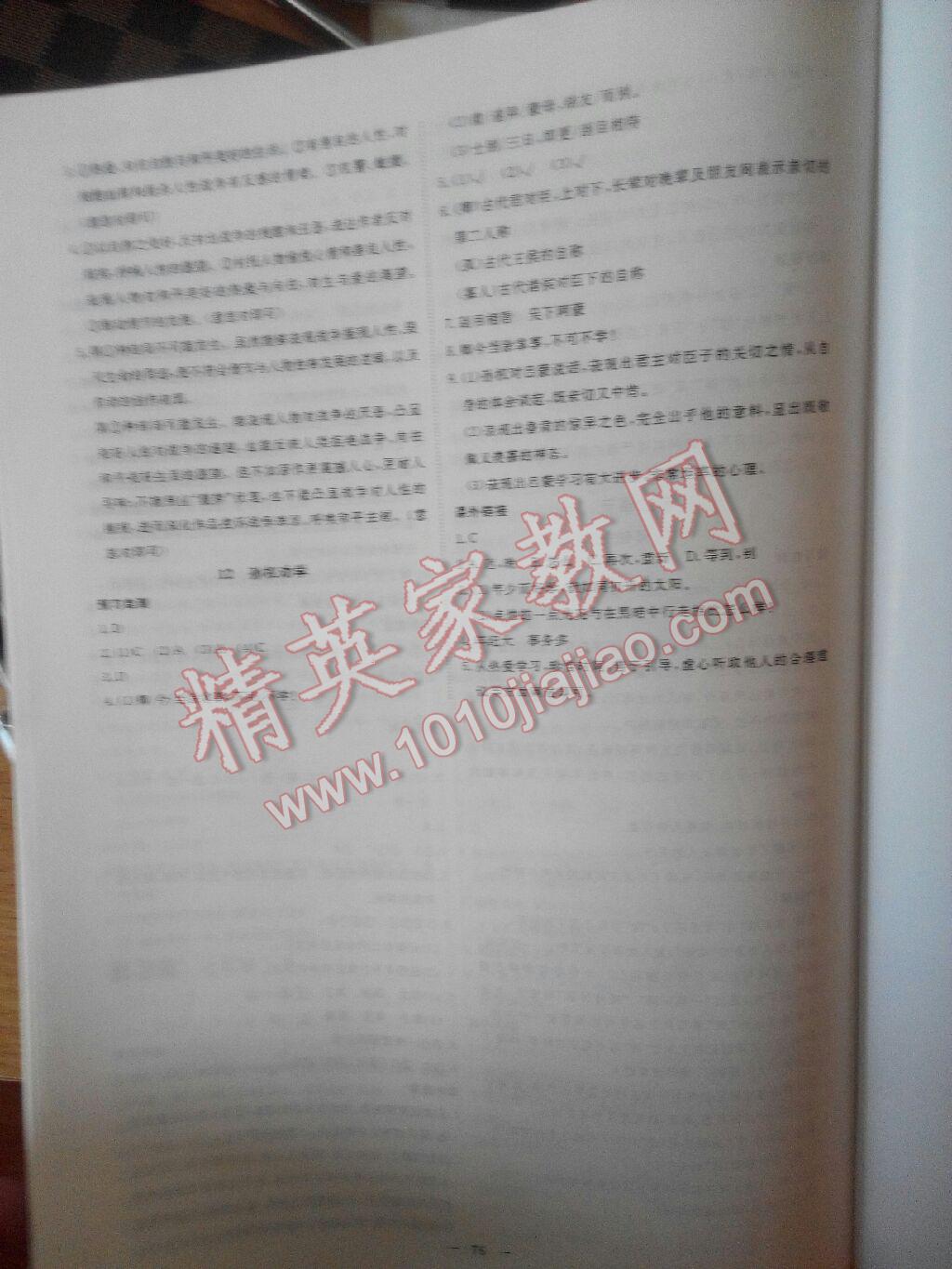 2017年鲁人泰斗假期好时光暑假训练营六年级语文鲁教版武汉大学出版社 参考答案第8页