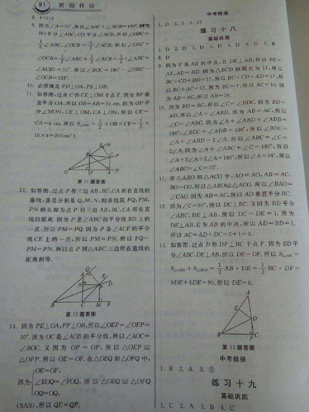 2017一路领先暑假作业七年级数学北师大版 参考答案第7页