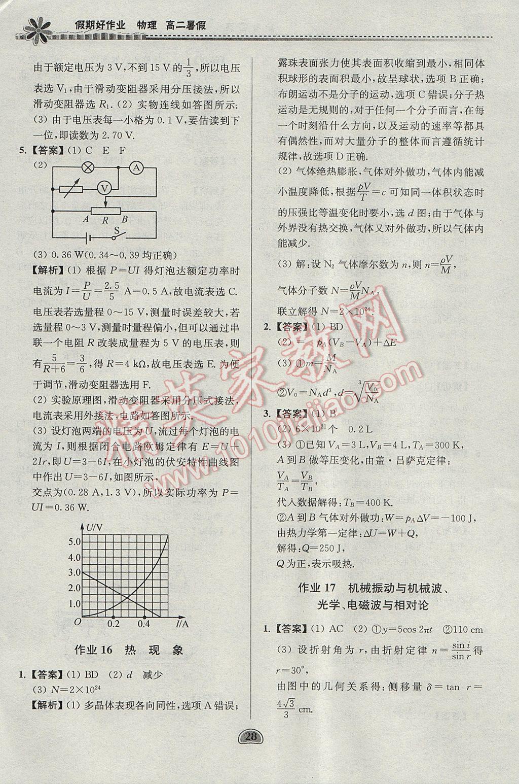 2017年假期好作业暑假高二物理 参考答案第28页