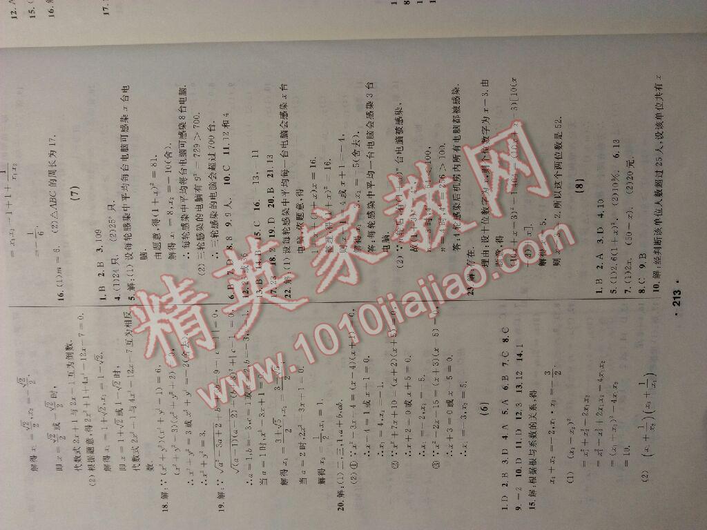 2017年試題優(yōu)化課堂同步九年級(jí)數(shù)學(xué)上冊(cè)人教版 參考答案第22頁(yè)