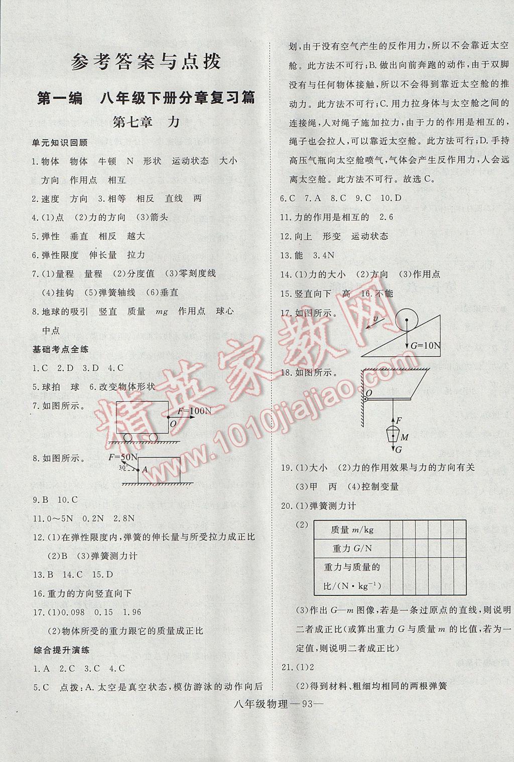 2017年時習(xí)之期末加暑假八年級物理人教版 參考答案第1頁