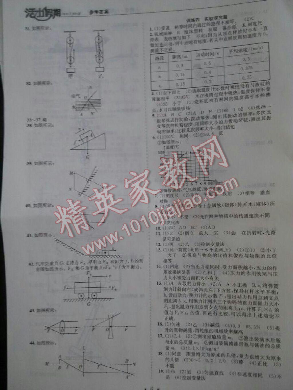 2017年活力假期八年级物理人教版 参考答案第7页