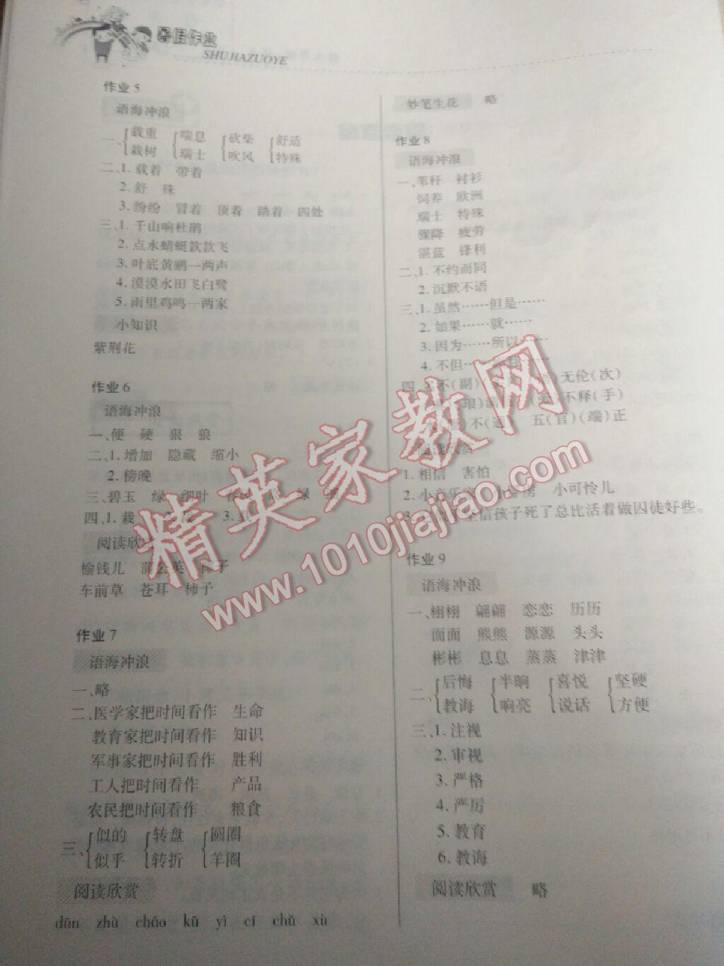 2017年暑假作業(yè)三年級(jí)語(yǔ)文內(nèi)蒙古大學(xué)出版社 參考答案第2頁(yè)