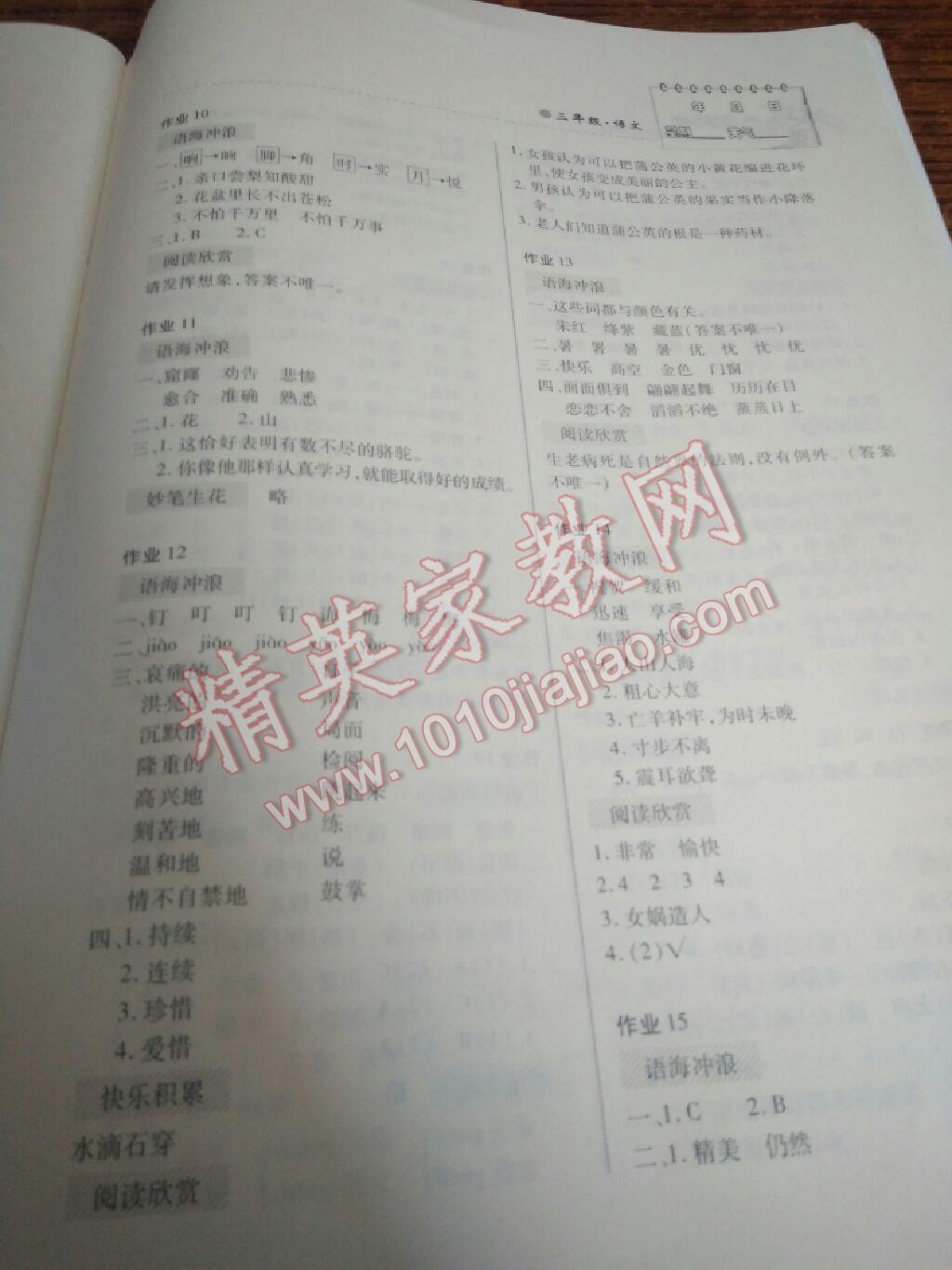 2017年暑假作業(yè)三年級(jí)語(yǔ)文內(nèi)蒙古大學(xué)出版社 參考答案第3頁(yè)