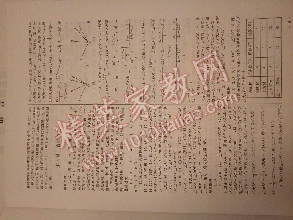 2017年暑假大串联七年级数学沪科版 参考答案第14页