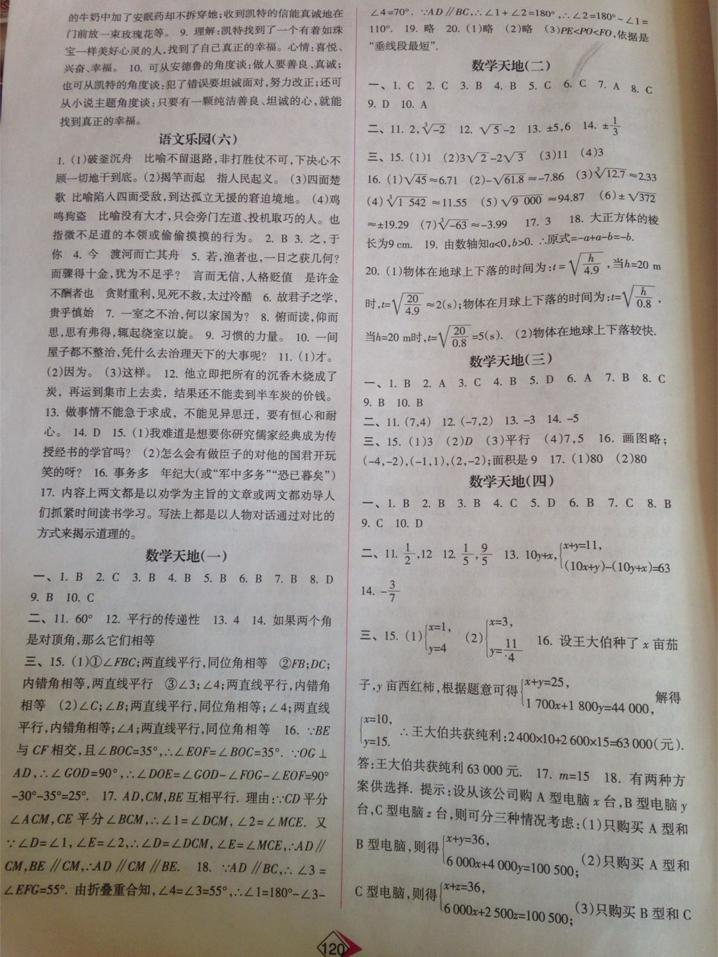 2017年暑假作业七年级南方日报出版社 参考答案第2页