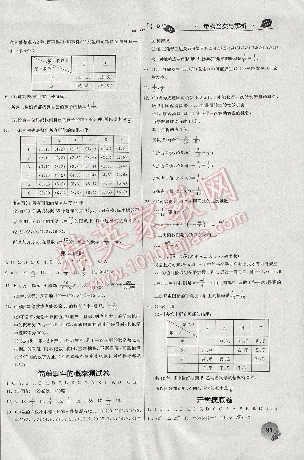 2017年實驗班提優(yōu)訓練暑假銜接版八升九年級數(shù)學浙教版 參考答案第11頁