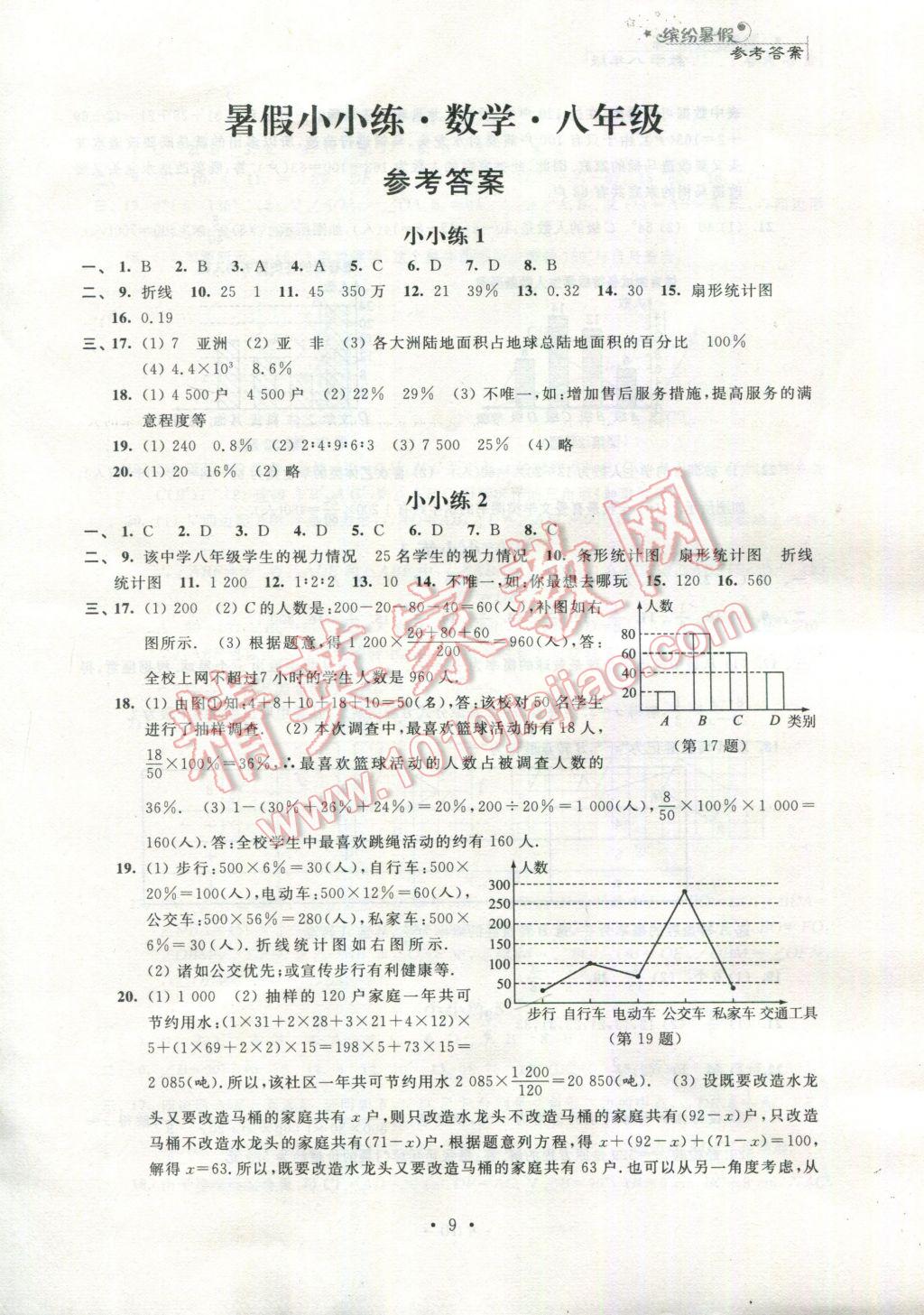 2017年暑假小小练八年级语文数学英语物理合订本 参考答案第9页