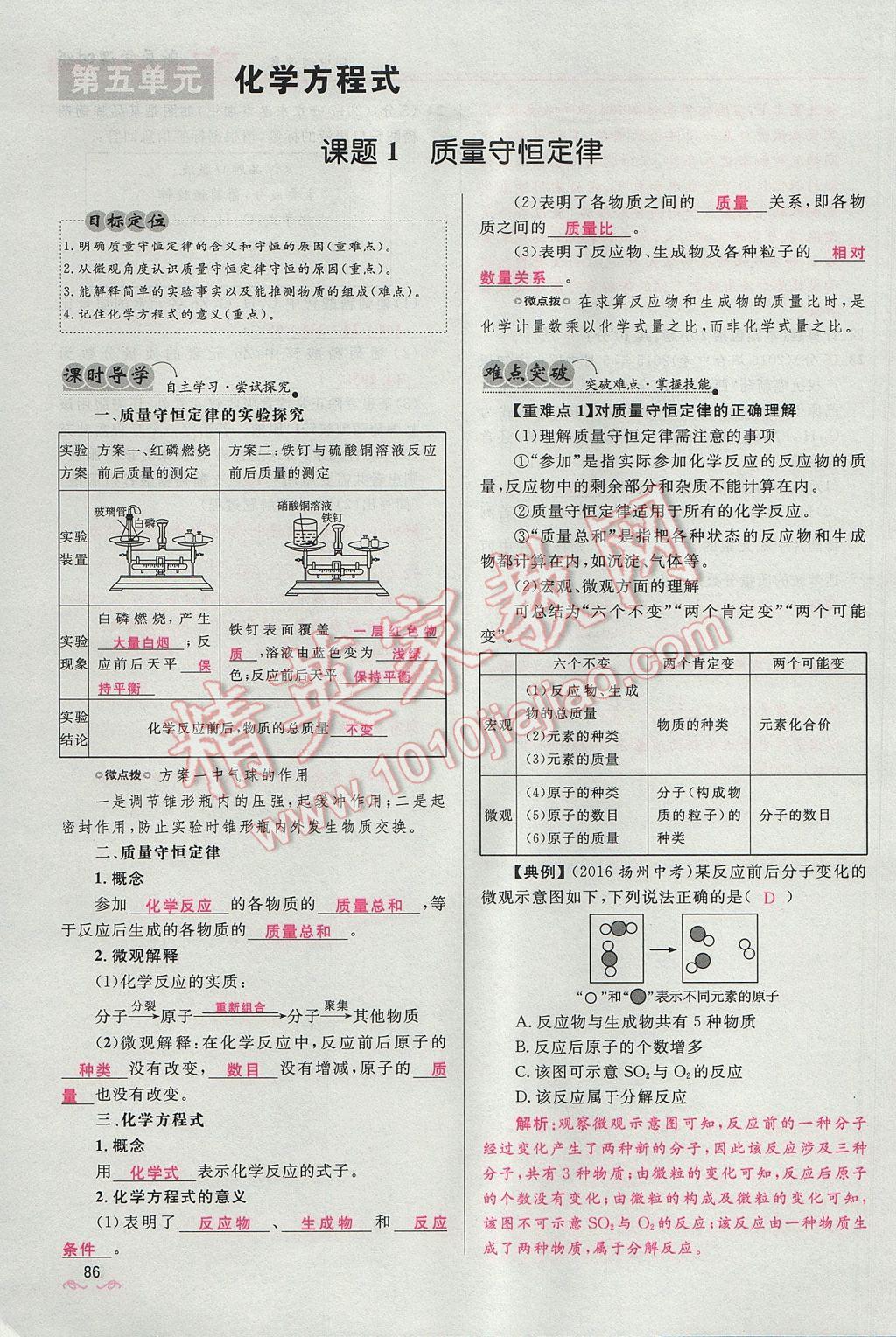 2017年奪冠百分百新導(dǎo)學(xué)課時(shí)練九年級(jí)化學(xué)上冊(cè)人教版 第五單元 化學(xué)方程式第108頁(yè)