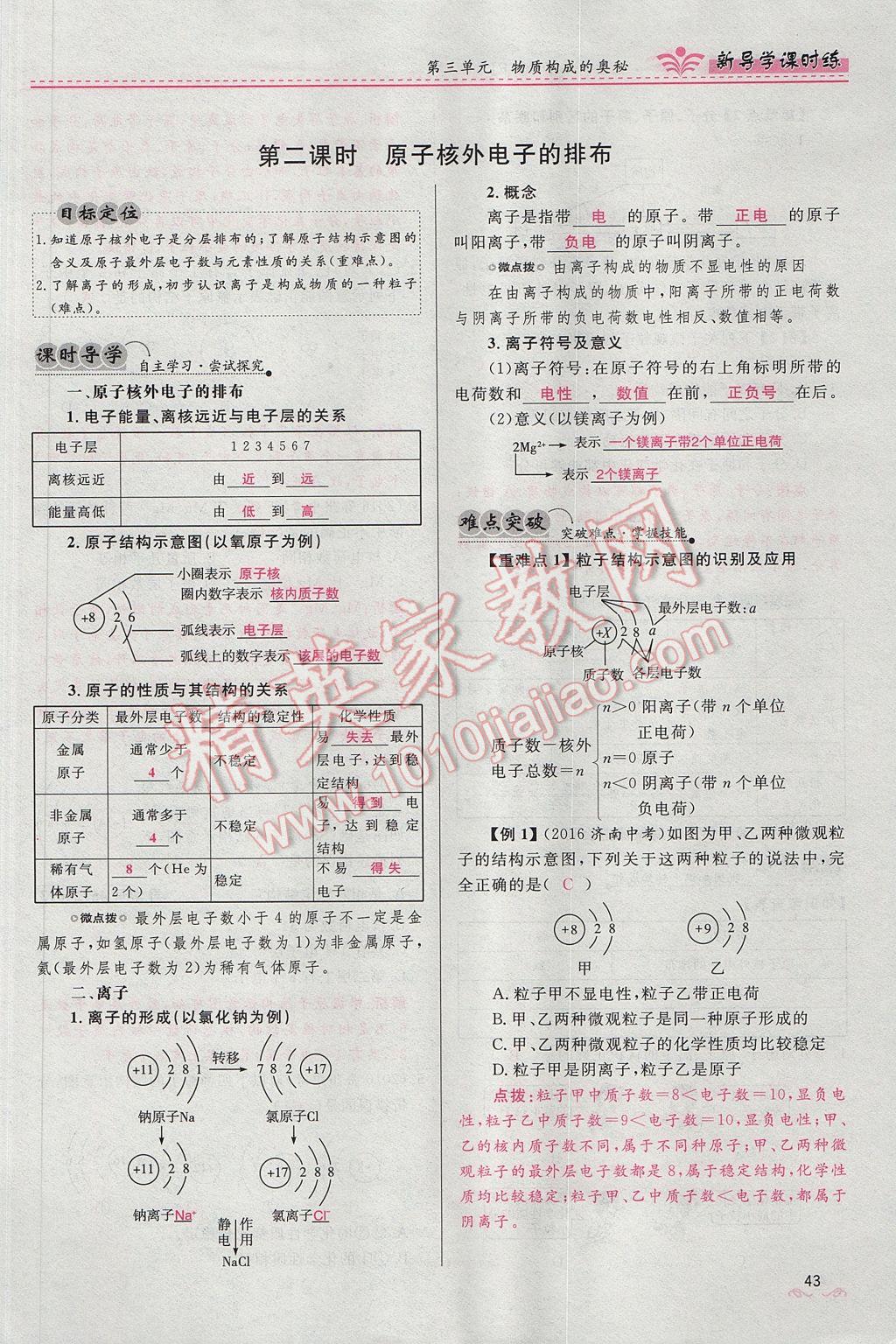 2017年奪冠百分百新導(dǎo)學(xué)課時(shí)練九年級(jí)化學(xué)上冊(cè)人教版 第三單元 物質(zhì)構(gòu)成的奧秘第76頁(yè)