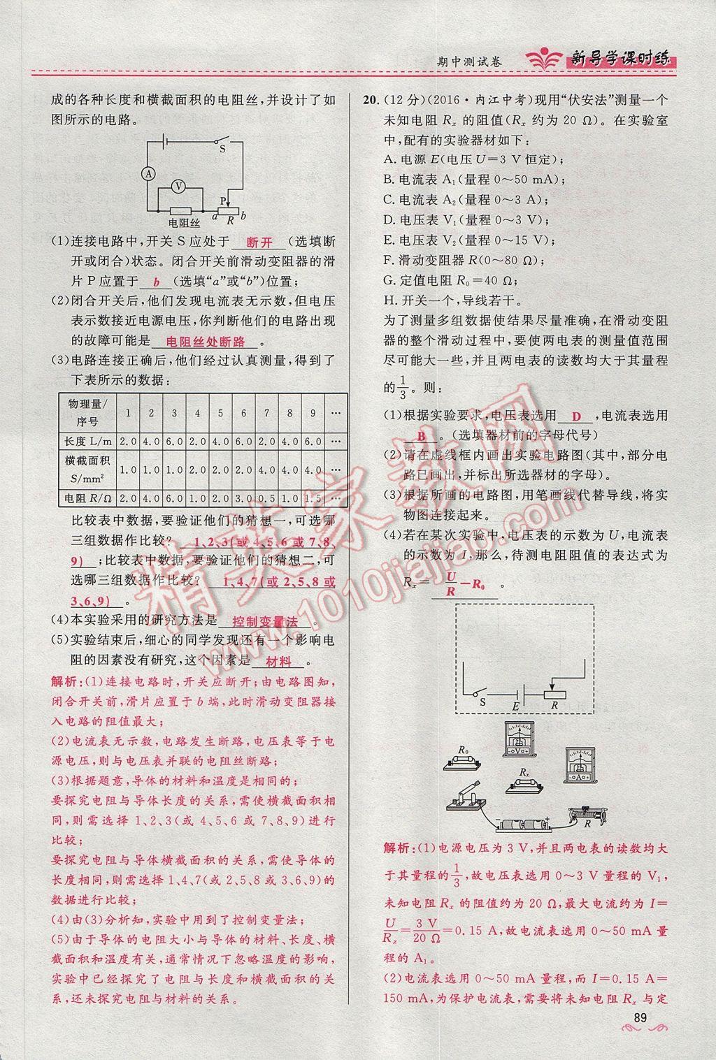 2017年奪冠百分百新導(dǎo)學(xué)課時(shí)練九年級(jí)物理全一冊(cè)人教版 期中測(cè)試卷第43頁(yè)