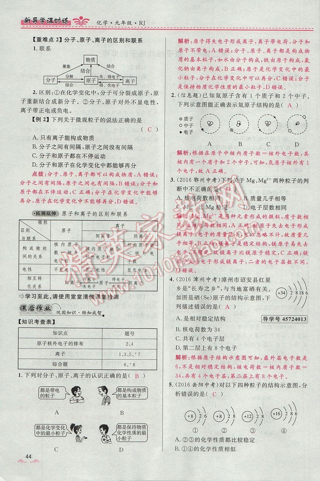 2017年奪冠百分百新導(dǎo)學(xué)課時(shí)練九年級(jí)化學(xué)上冊(cè)人教版 第三單元 物質(zhì)構(gòu)成的奧秘第77頁(yè)