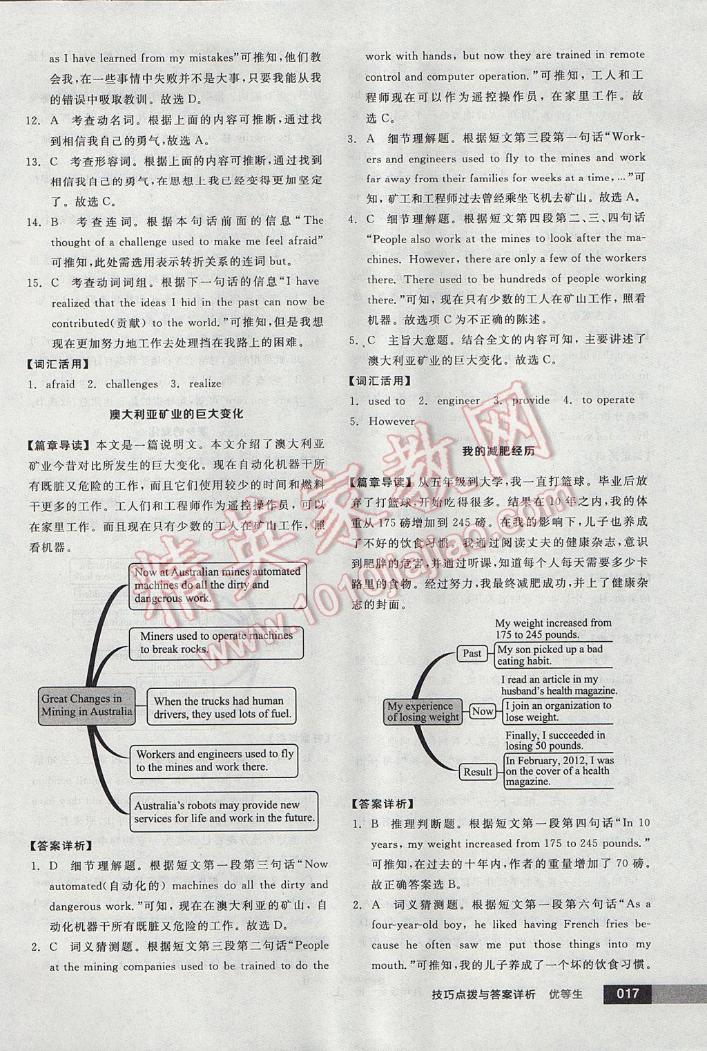 2017年全品優(yōu)等生完形填空加閱讀理解九年級英語全一冊上人教版 參考答案第17頁