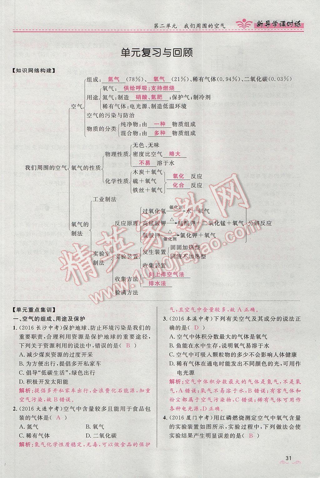 2017年奪冠百分百新導(dǎo)學(xué)課時(shí)練九年級(jí)化學(xué)上冊(cè)人教版 第二單元 我們周圍的空氣第102頁(yè)