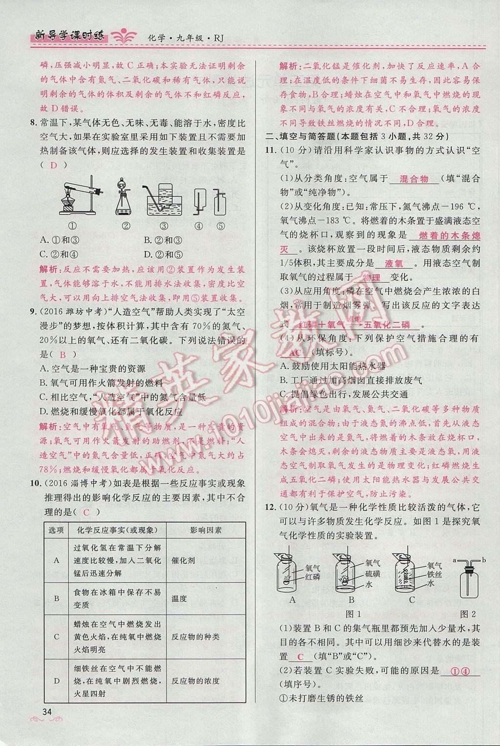 2017年奪冠百分百新導(dǎo)學(xué)課時練九年級化學(xué)上冊人教版 第二單元 我們周圍的空氣第105頁