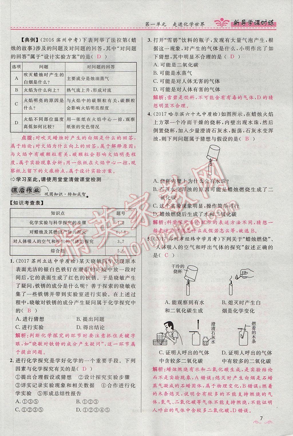 2017年奪冠百分百新導(dǎo)學(xué)課時練九年級化學(xué)上冊人教版 第一單元 走進化學(xué)世界第42頁