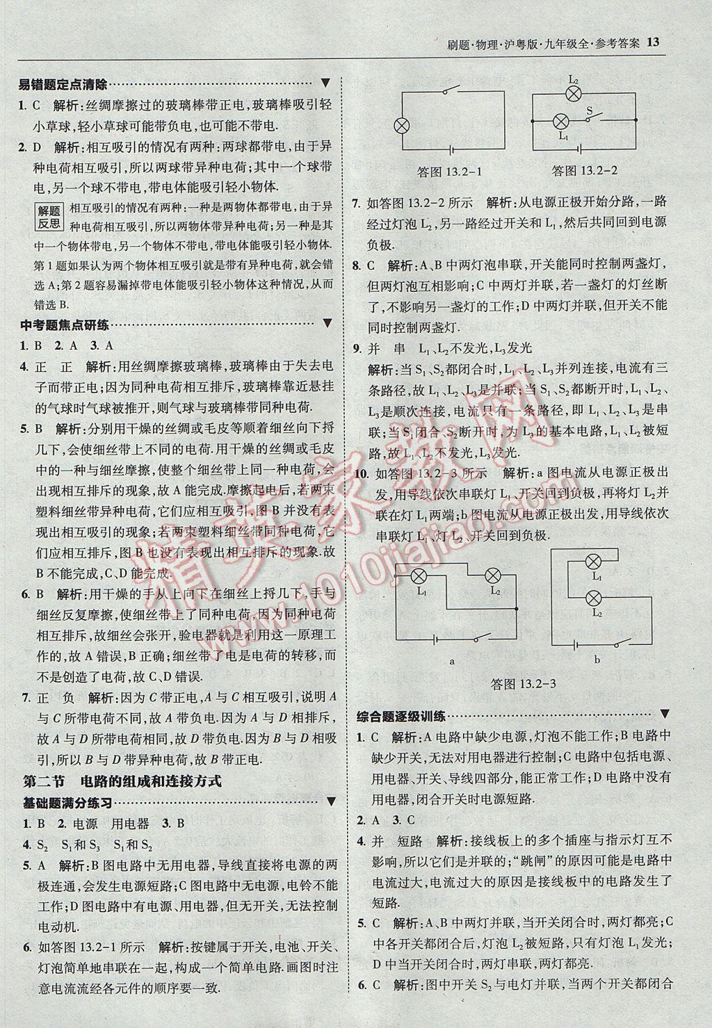 2017年北大绿卡刷题九年级物理全一册沪粤版 参考答案第12页