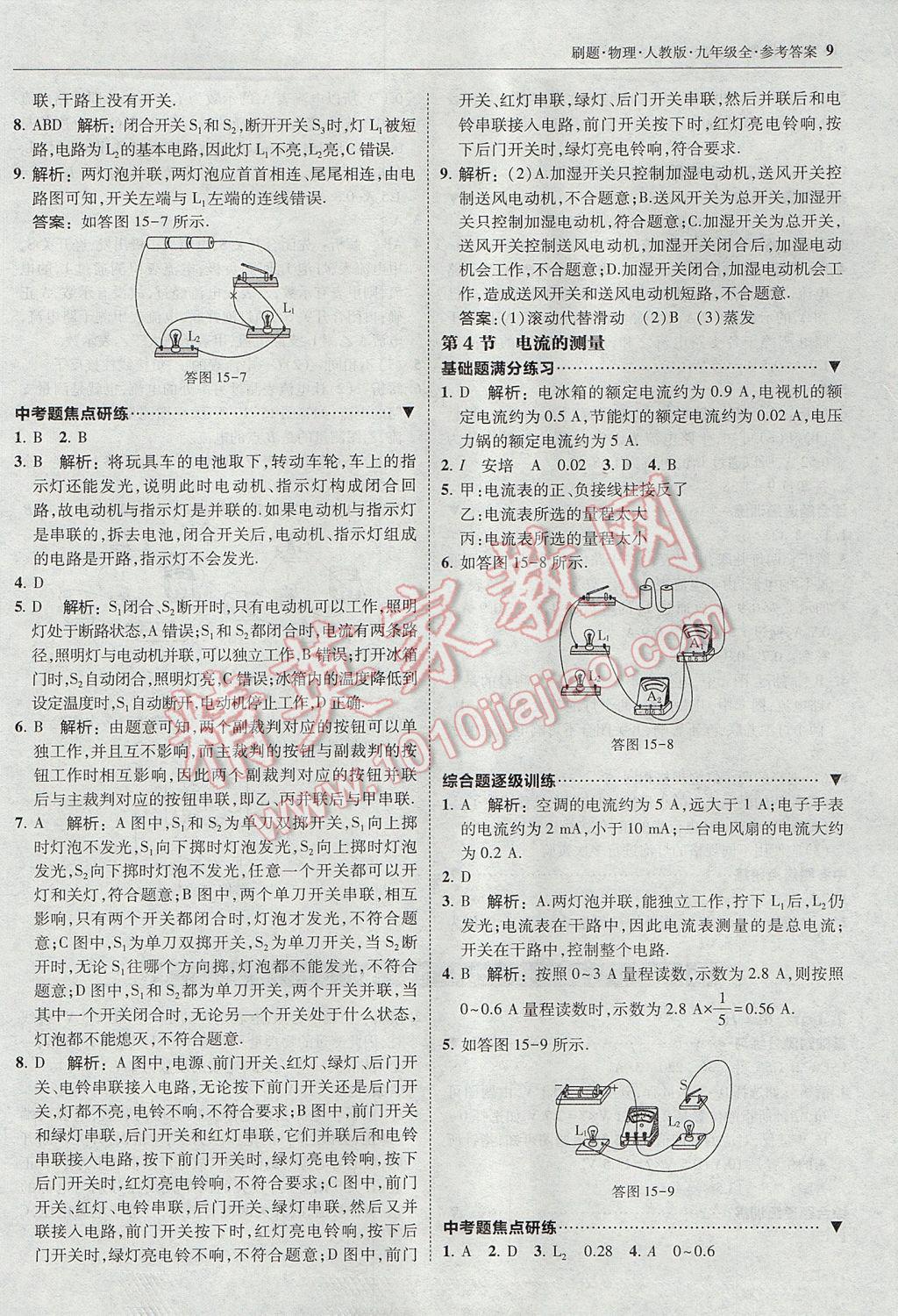 2017年北大綠卡刷題九年級(jí)物理全一冊(cè)人教版 參考答案第8頁(yè)