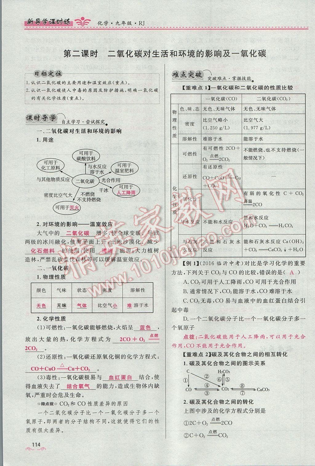 2017年奪冠百分百新導(dǎo)學(xué)課時練九年級化學(xué)上冊人教版 第六單元 碳和碳的氧化物第136頁