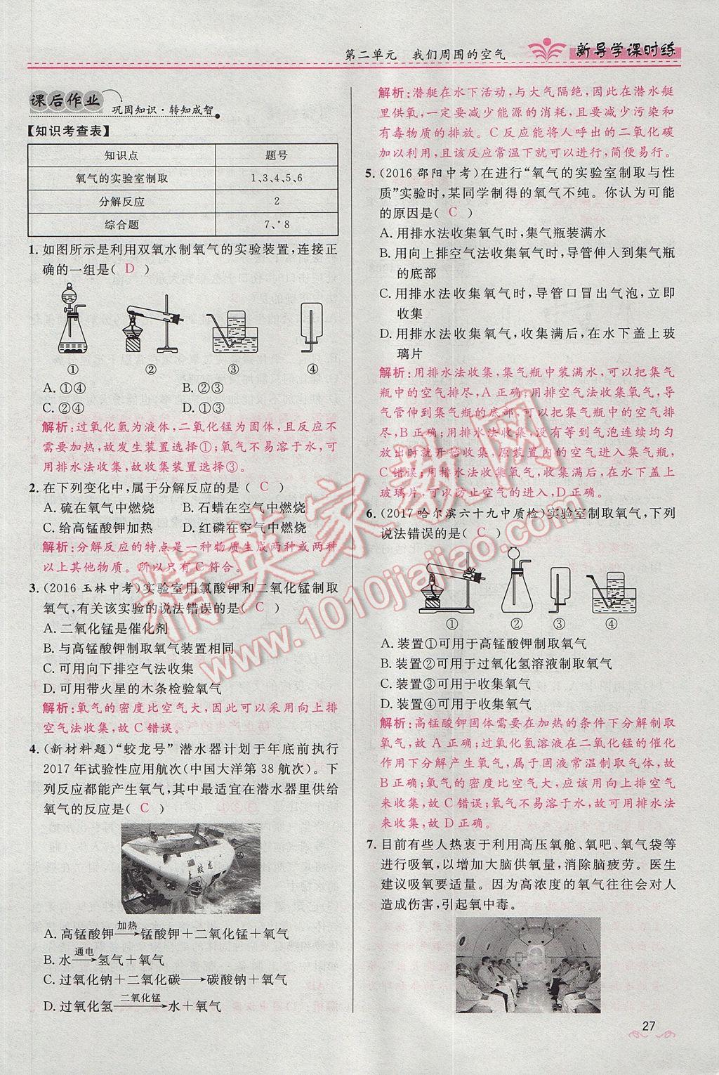 2017年奪冠百分百新導(dǎo)學(xué)課時(shí)練九年級(jí)化學(xué)上冊(cè)人教版 第二單元 我們周圍的空氣第98頁(yè)