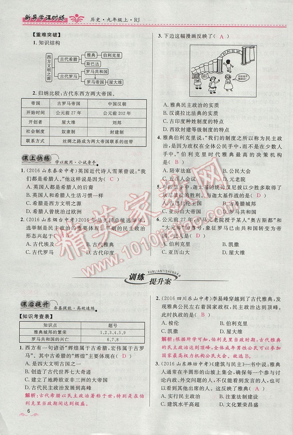 2017年奪冠百分百新導(dǎo)學(xué)課時(shí)練九年級(jí)歷史上冊(cè)人教版 第一單元第6頁(yè)