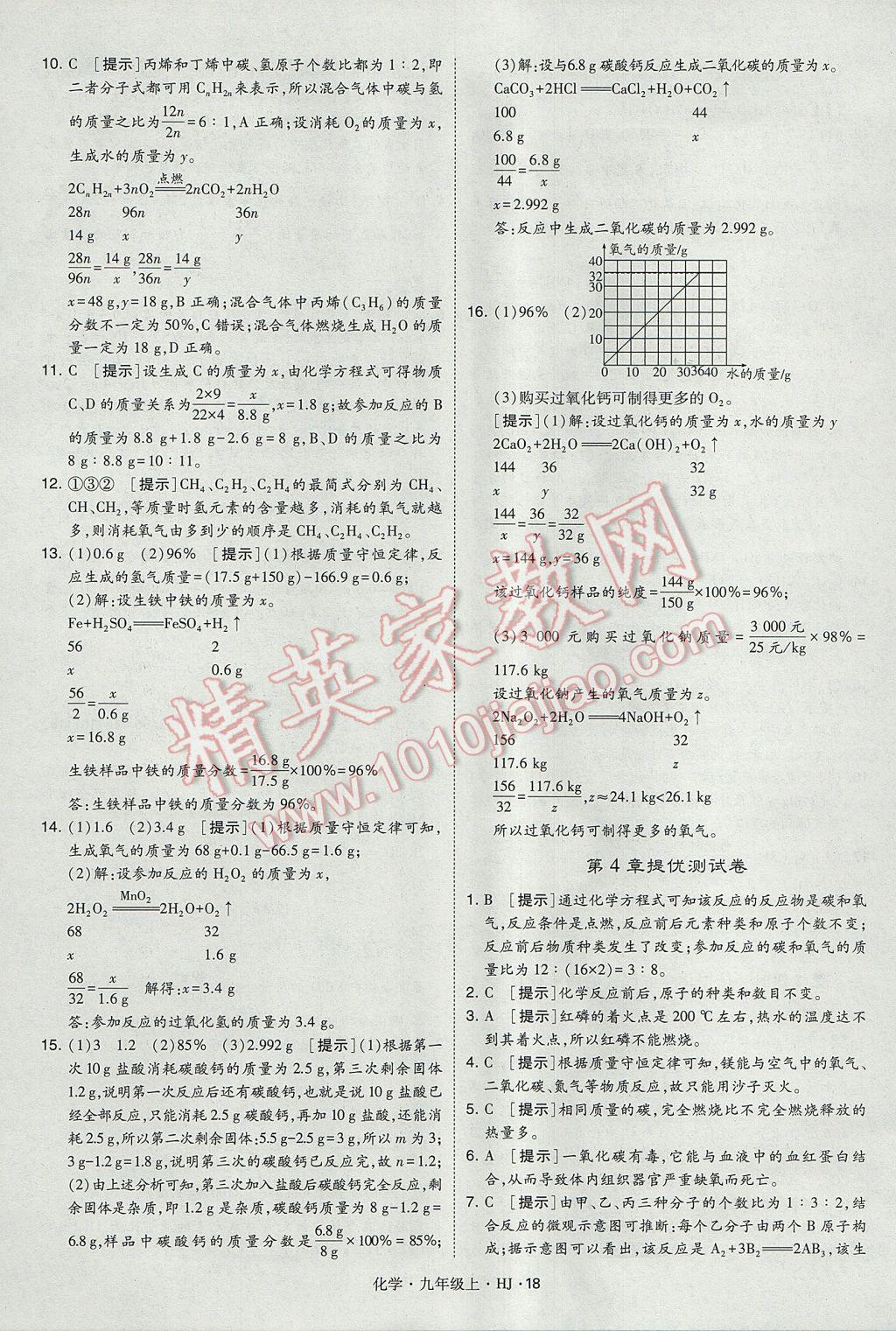 2017年經(jīng)綸學(xué)典學(xué)霸九年級化學(xué)上冊滬教版 參考答案第18頁