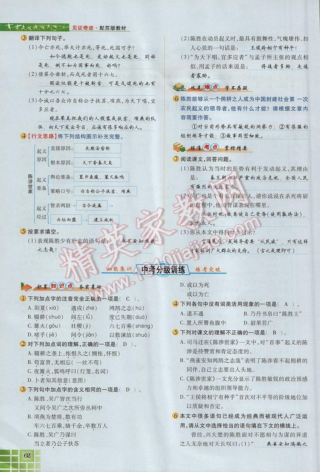 2017年見證奇跡英才學(xué)業(yè)設(shè)計(jì)與反饋九年級(jí)語文上冊(cè)蘇教版 第五單元第78頁